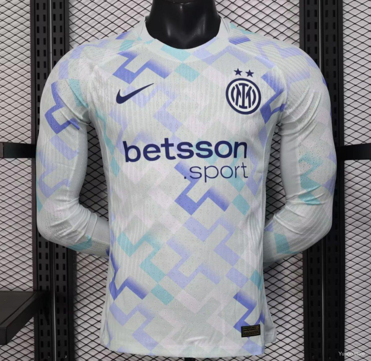 Camiseta de fútbol Inter Milan 2025/26 VISITANTE MANGA LARGA VERSION JUGADOR